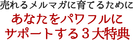 売れるメルマガに育てるためにあなたをパワフルにサポートする３大特典
